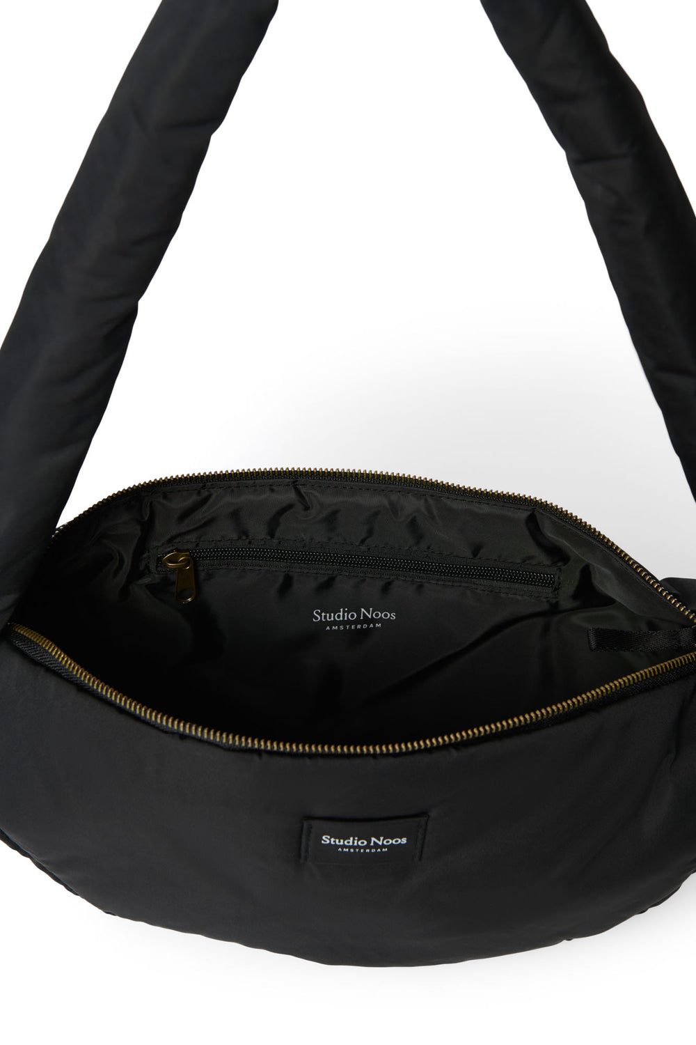 Schwarze Puffy Mini-Umhängetasche