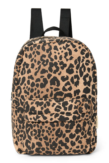 Brown Leopard Cotton Midi-Rucksack
