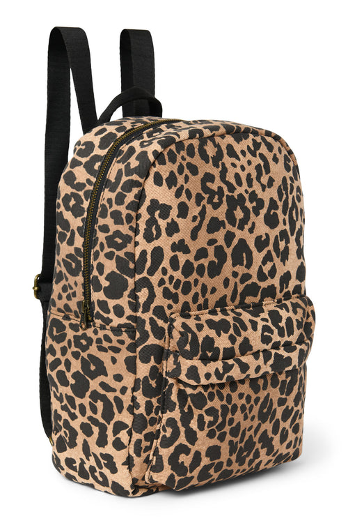 Brown Leopard Cotton Midi-Rucksack