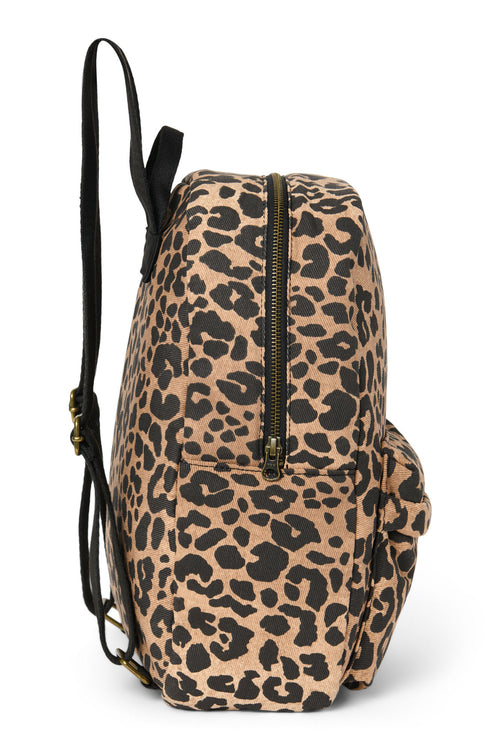 Brown Leopard Cotton Midi-Rucksack