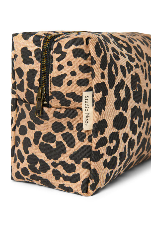 Brown Leopard Cotton-Kosmetiktasche
