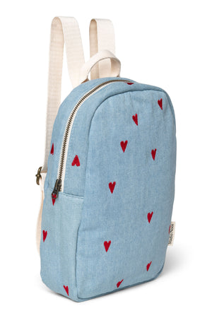 Denim Mini-Rucksack | Blauer Hearts