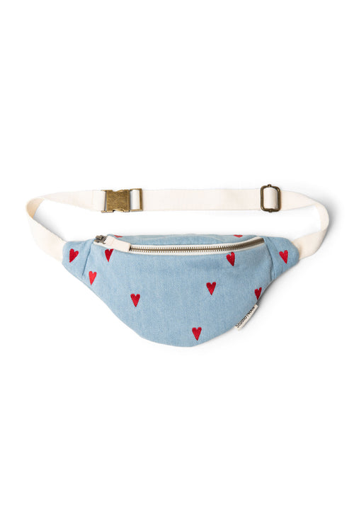 Denim Mini-Gürteltasche | Blau Hearts