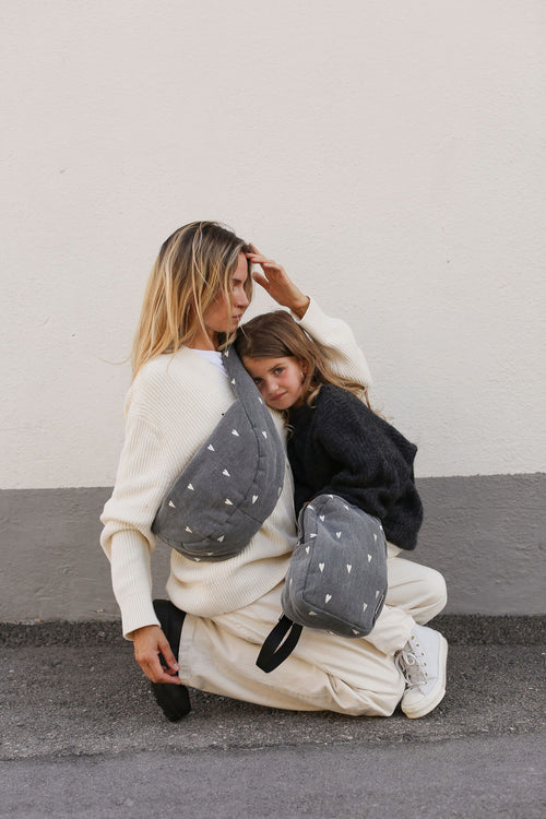 Denim Mini-Rucksack | Grauer Hearts