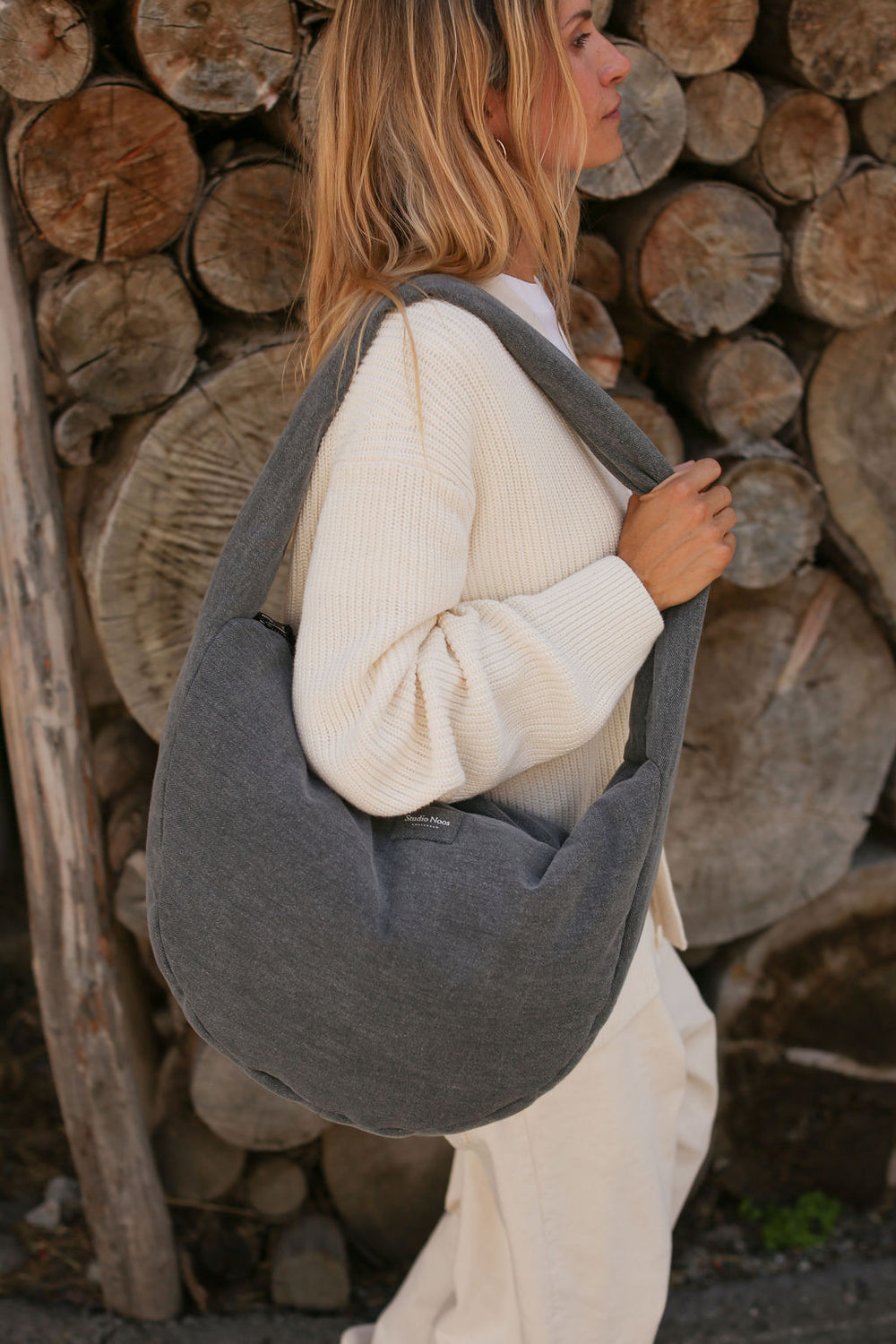 Denim-Umhängetasche | Graue