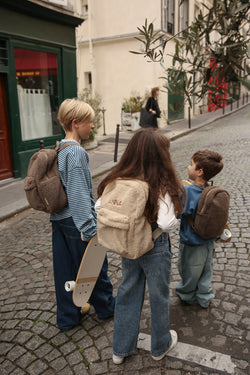 Teddy Midi-Rucksack Mit Fronttasche | Ecru