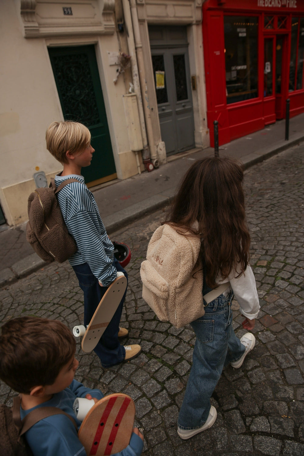 Teddy Midi-Rucksack Mit Fronttasche | Ecru