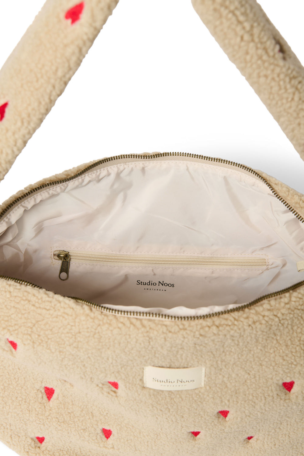 Ecru Hearts Teddy-Umhängetasche