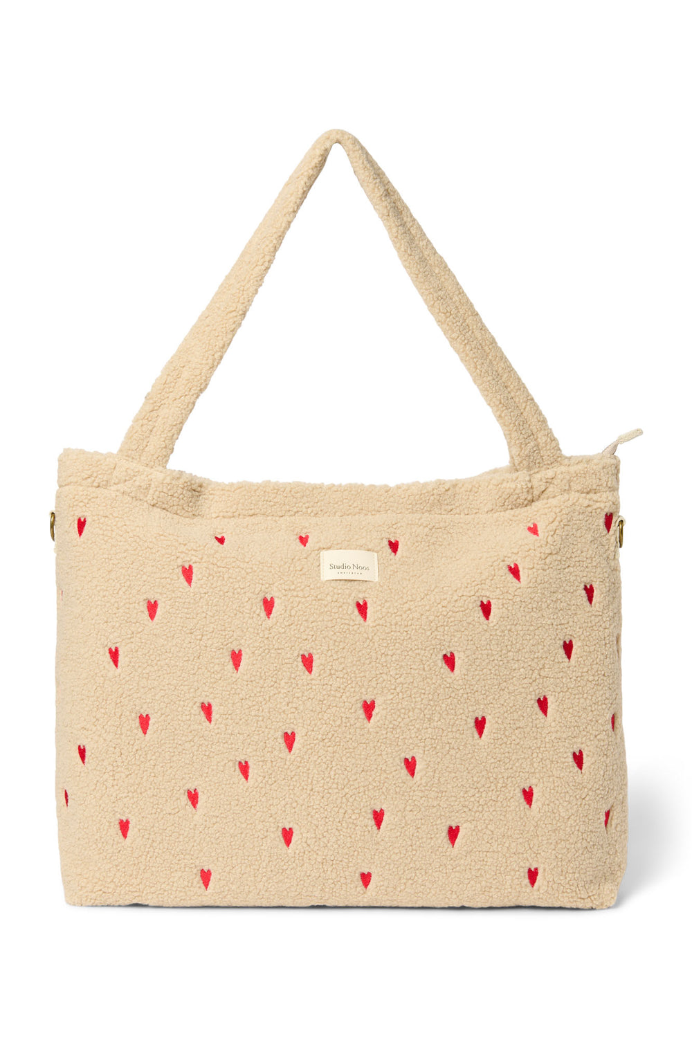 Teddy Hearts-Wickeltasche | Ecru