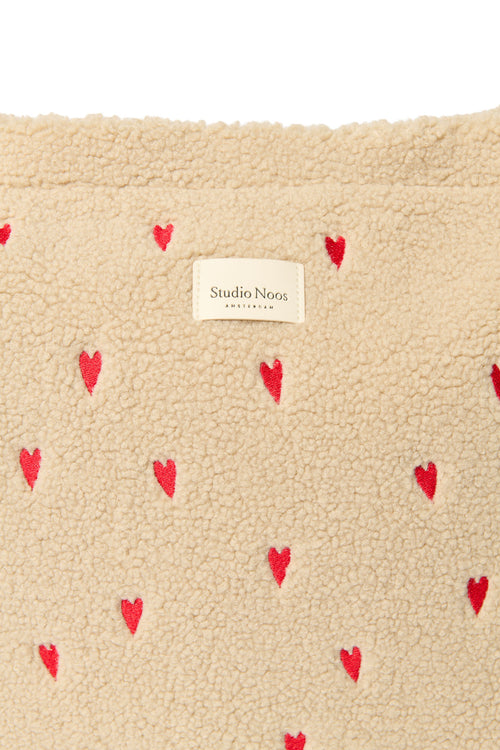 Teddy Hearts-Wickeltasche | Ecru