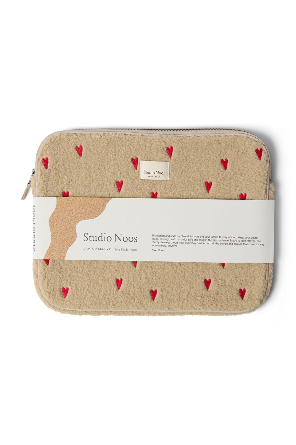 Teddy Laptop-Hülle 15 Inch | Ecru Hearts