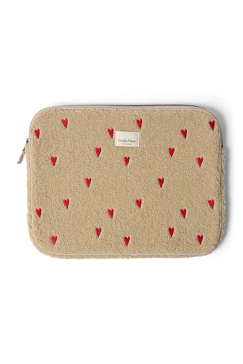 Teddy Laptop-Hülle 15 Inch | Ecru Hearts