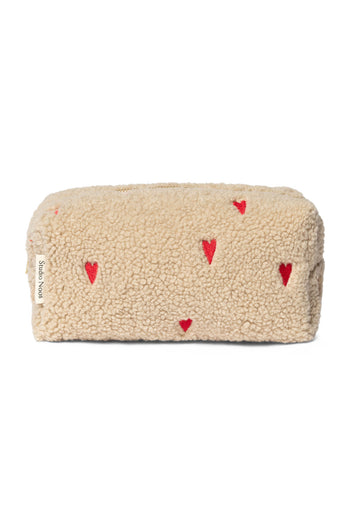 Teddy Hearts-Pouch | Ecru