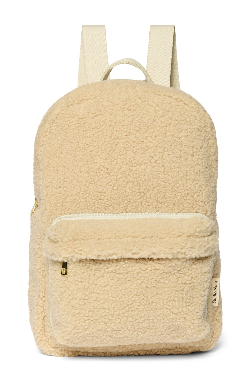 Teddy Midi-Rucksack Mit Fronttasche | Ecru