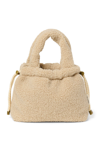 Ecru Teddy Drawstring Mini-Handtasche