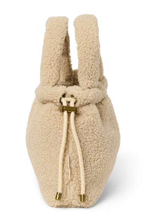 Ecru Teddy Drawstring Mini-Handtasche