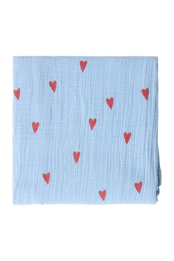 Große Wickeldecke mit hellblauem Hearts-Muster