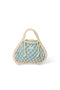 Wende-Inlay in Blau-Gelb | Mini-Handtasche aus Makramee in Natur mit