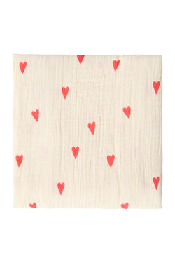 Große Wickeldecke mit beigem Hearts-Muster