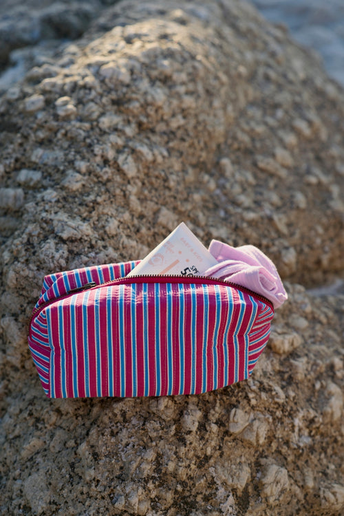 Poplin Striped Täschchen | Rosa