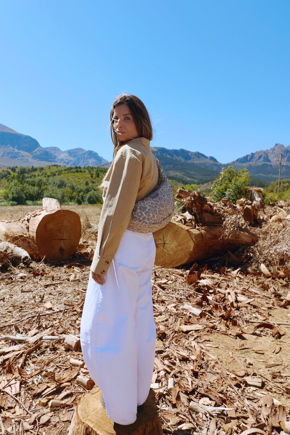 Puffy Mini-Umhängetasche | Beige Leopard