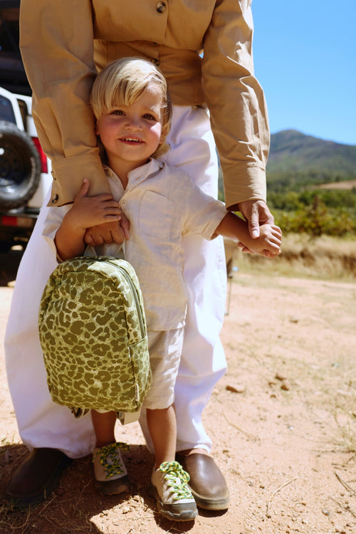 Green Leopard Cotton Mini-Rucksack