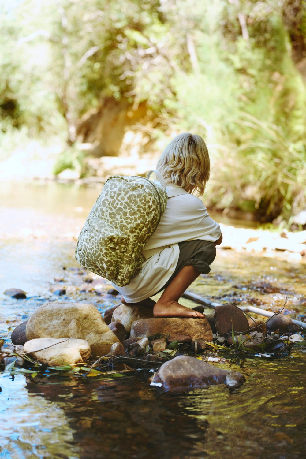 Green Leopard Cotton Midi-Rucksack