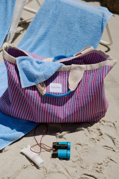 Poplin Striped Strandtasche | Rosa