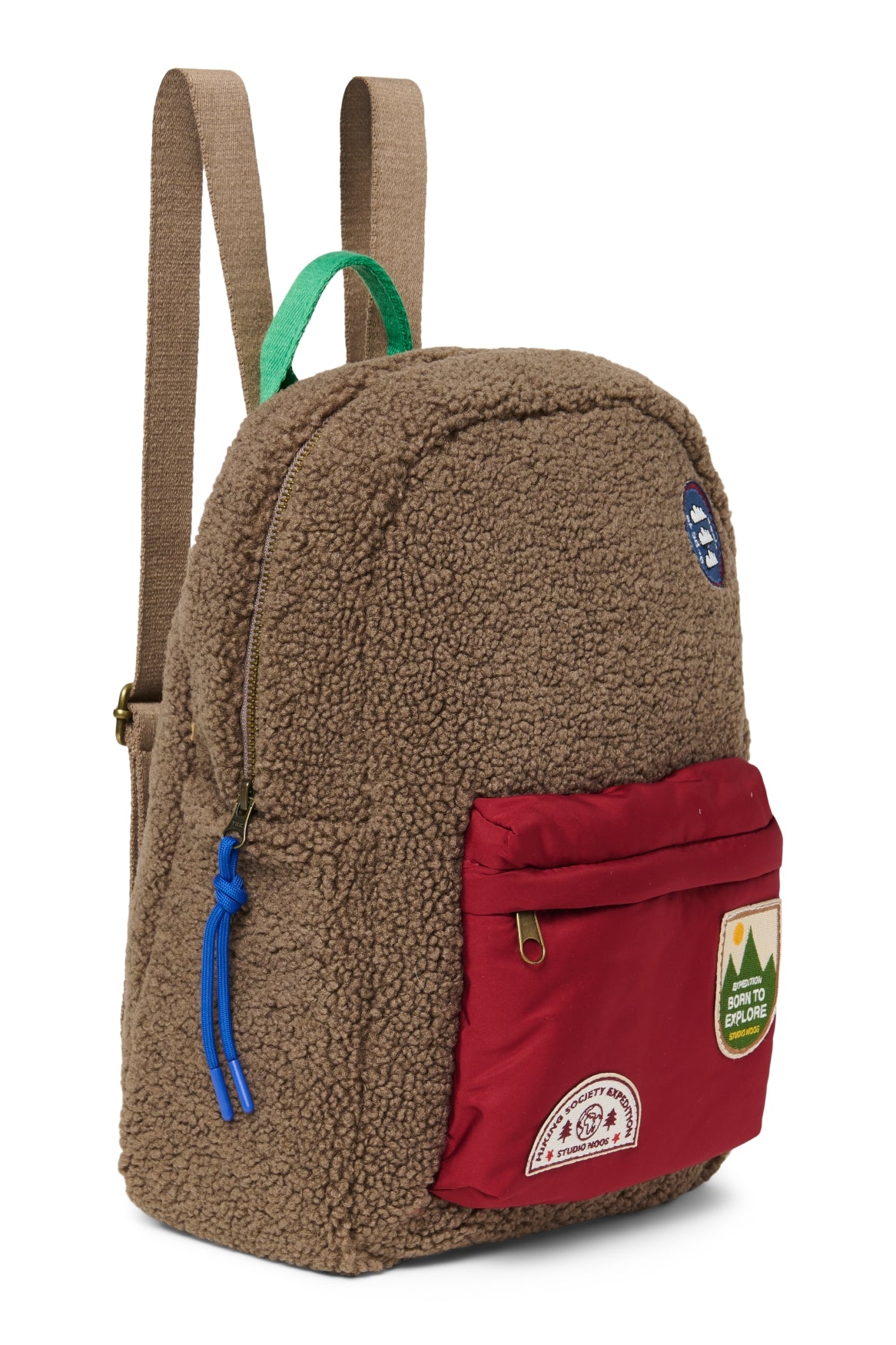 Teddy Midi-Rucksack | Braun/Burgunderrot