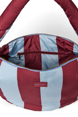 Bordeaux / Hellblau Bold Stripe-Umhängetasche
