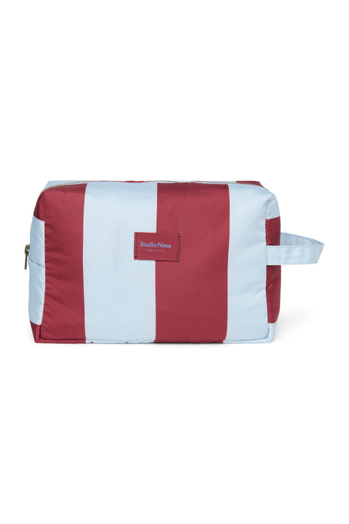 Bordeauxrot/Hellblau Bold Stripe Teddy-Kosmetiktasche