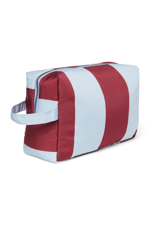 Bordeauxrot/Hellblau Bold Stripe Teddy-Kosmetiktasche