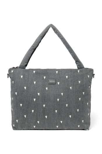 Denim-Wickeltasche | Graue Hearts