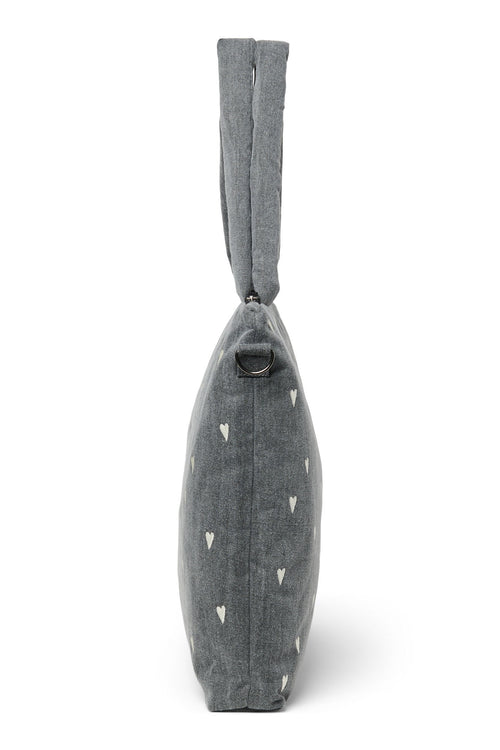 Denim-Wickeltasche | Graue Hearts
