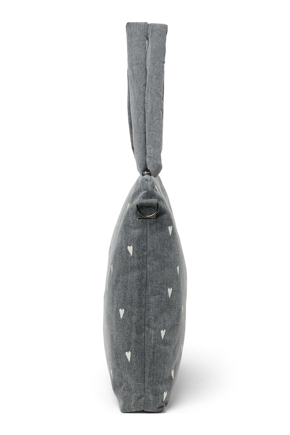 Denim-Wickeltasche | Graue Hearts