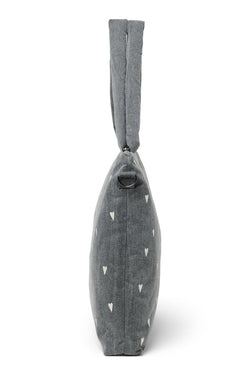 Denim-Wickeltasche | Graue Hearts