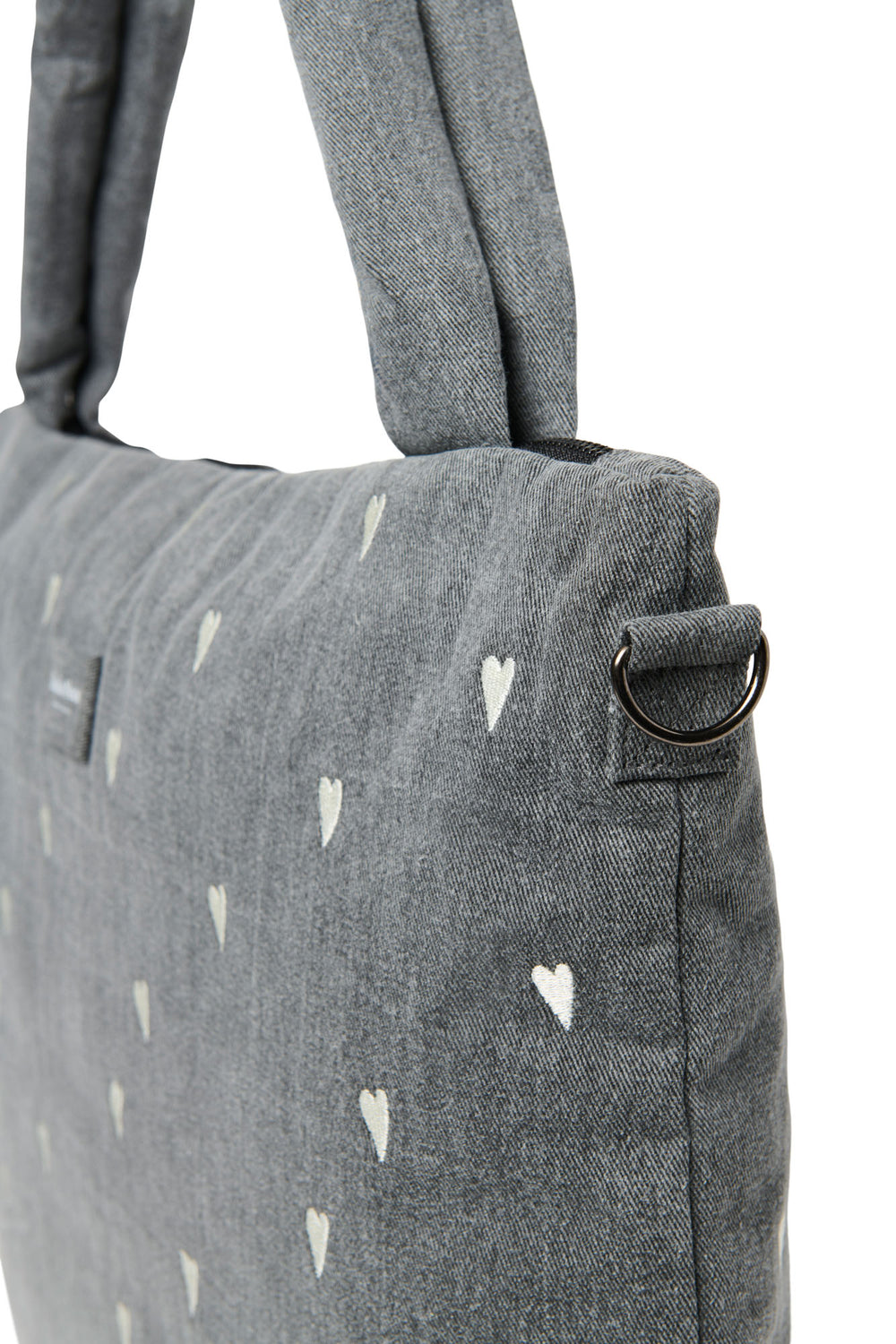 Denim-Wickeltasche | Graue Hearts