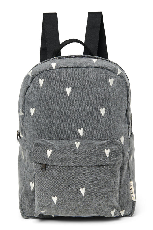 Denim Midi-Rucksack | Graue Hearts