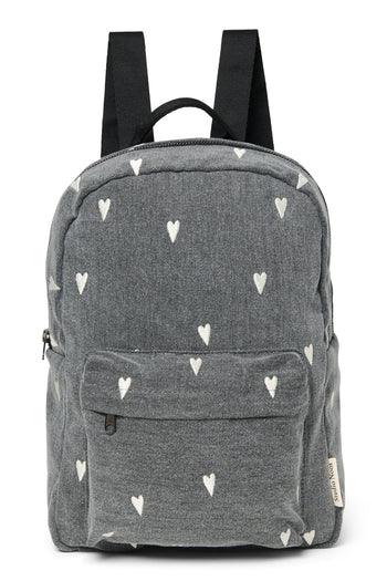 Denim Midi-Rucksack | Graue Hearts