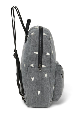 Denim Midi-Rucksack | Graue Hearts