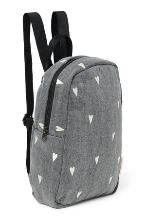 Denim Mini-Rucksack | Grauer Hearts