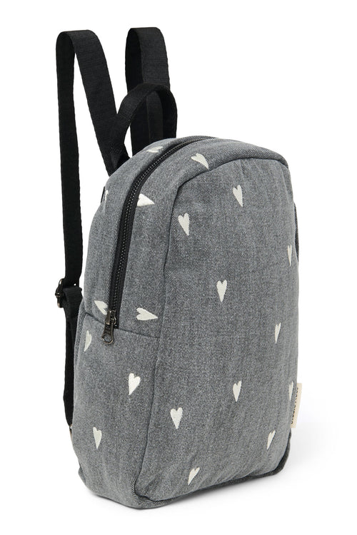 Denim Mini-Rucksack | Grauer Hearts