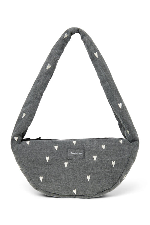 Grey Hearts Denim Mini-Umhängetasche