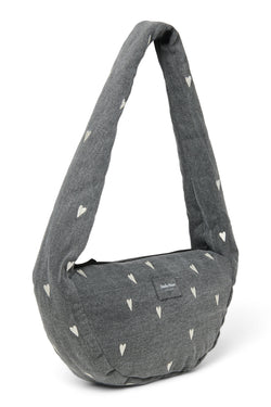 Grey Hearts Denim Mini-Umhängetasche