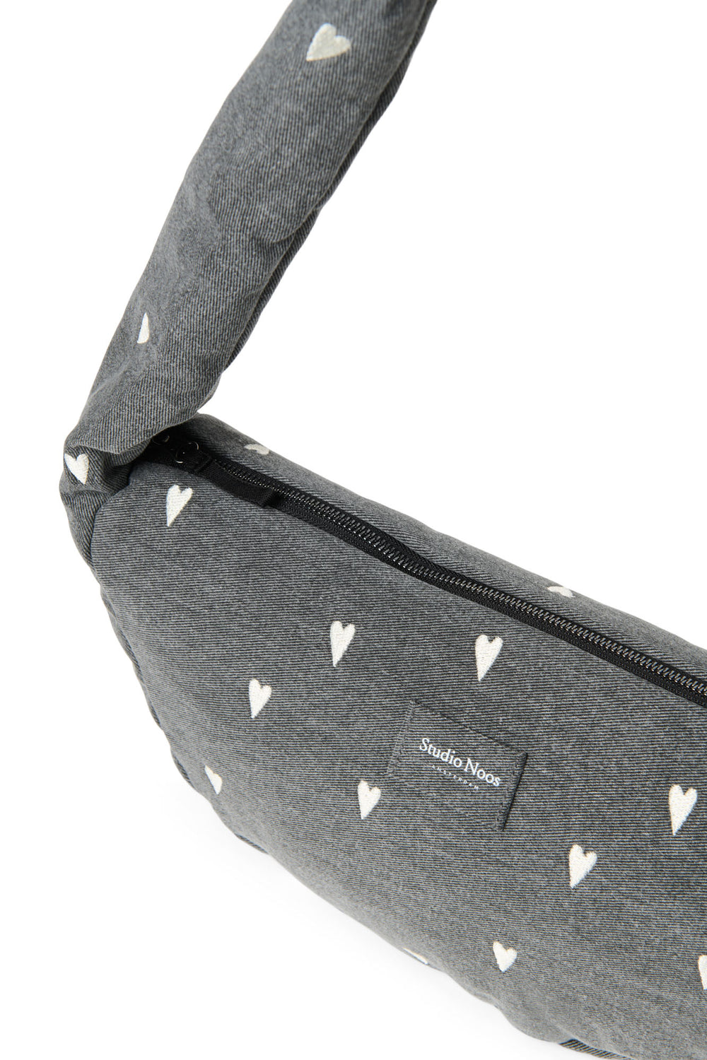Grey Hearts Denim Mini-Umhängetasche