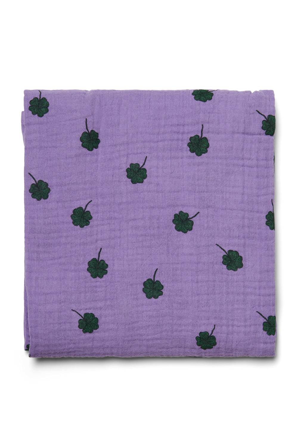 Große Musselintücher mit lilafarbenem Kleeblattmuster