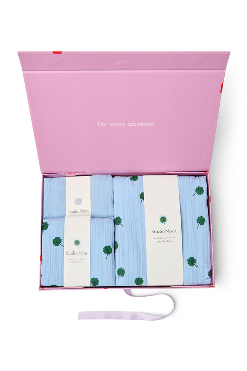 Swaddle Gift Set | Light Blue Clover