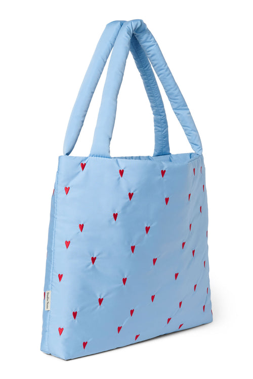 Hellblaue Hearts Puffy Mom-Bag