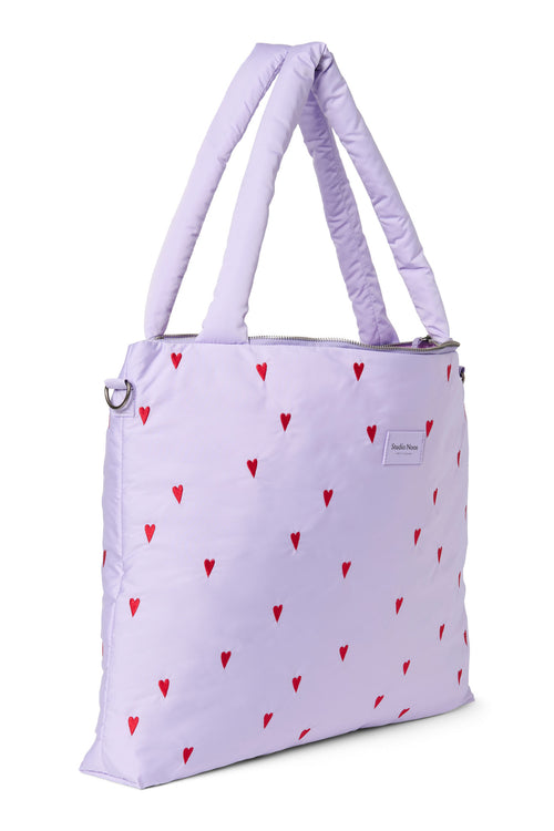 Lila Hearts Puffy-Wickeltasche