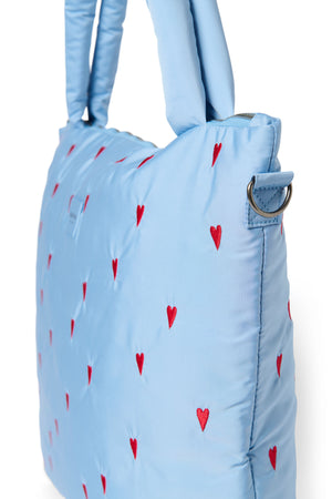 Hellblaue Hearts Puffy-Wickeltasche